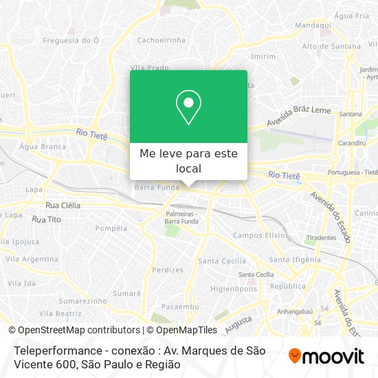 Teleperformance - conexão : Av. Marques de São Vicente 600 mapa