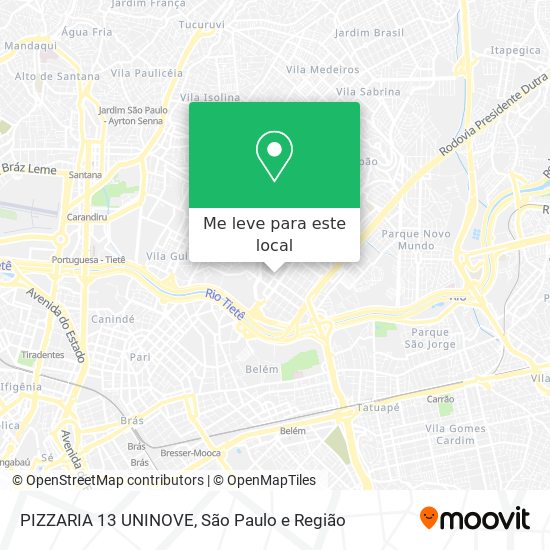 PIZZARIA 13 UNINOVE mapa