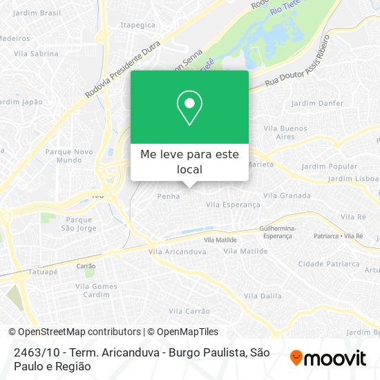 2463 / 10 - Term. Aricanduva - Burgo Paulista mapa