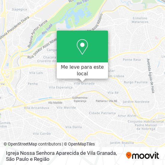Igreja Nossa Senhora Aparecida de Vila Granada mapa