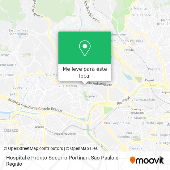 Hospital e Pronto Socorro Portinari mapa