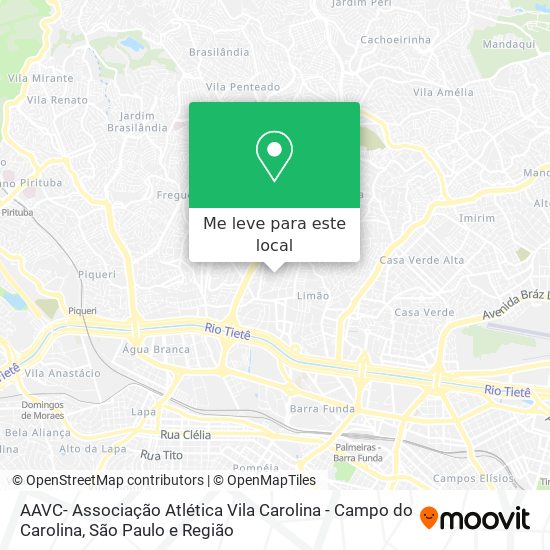 AAVC- Associação Atlética Vila Carolina - Campo do Carolina mapa