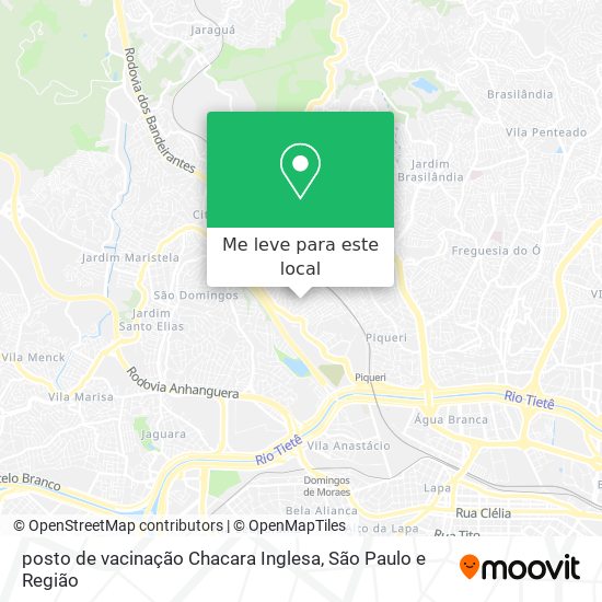 posto de vacinação Chacara Inglesa mapa