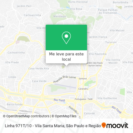 Linha 971T / 10 - Vila Santa Maria mapa