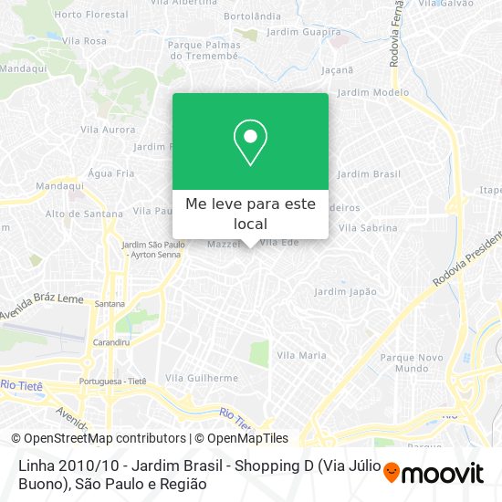 Linha 2010 / 10 - Jardim Brasil - Shopping D (Via Júlio Buono) mapa