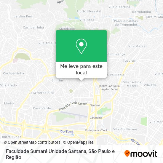 Faculdade Sumaré Unidade Santana mapa