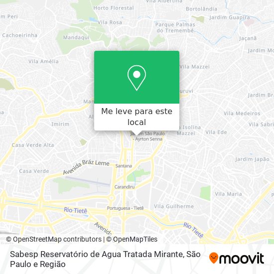 Sabesp Reservatório de Agua Tratada Mirante mapa