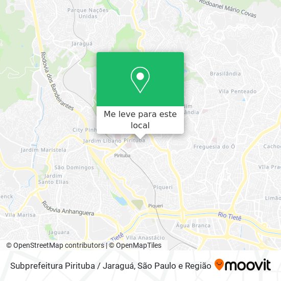 Subprefeitura Pirituba / Jaraguá mapa