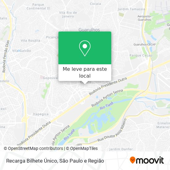 Recarga Bilhete Único mapa