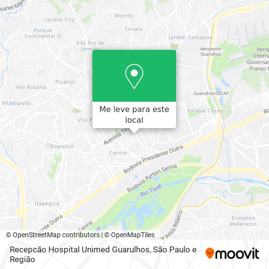 Recepcão Hospital Unimed Guarulhos mapa