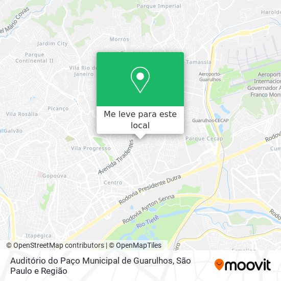 Auditório do Paço Municipal de Guarulhos mapa