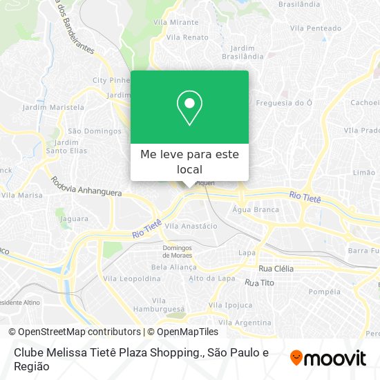 Clube Melissa Tietê Plaza Shopping. mapa