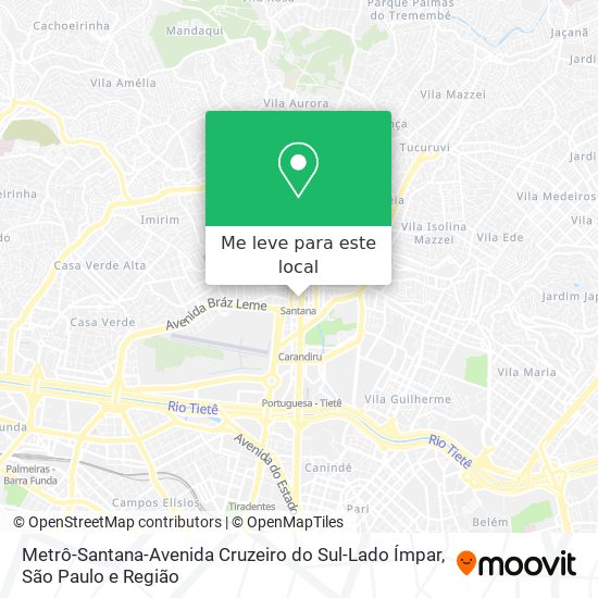 Metrô-Santana-Avenida Cruzeiro do Sul-Lado Ímpar mapa