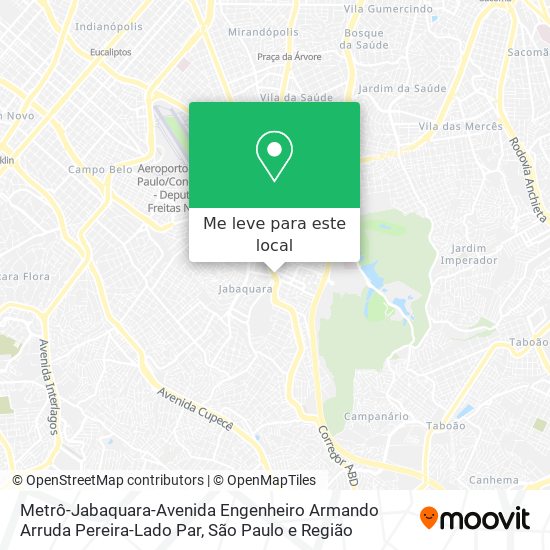 Metrô-Jabaquara-Avenida Engenheiro Armando Arruda Pereira-Lado Par mapa