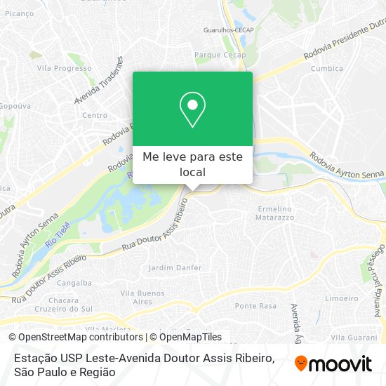 Estação USP Leste-Avenida Doutor Assis Ribeiro mapa