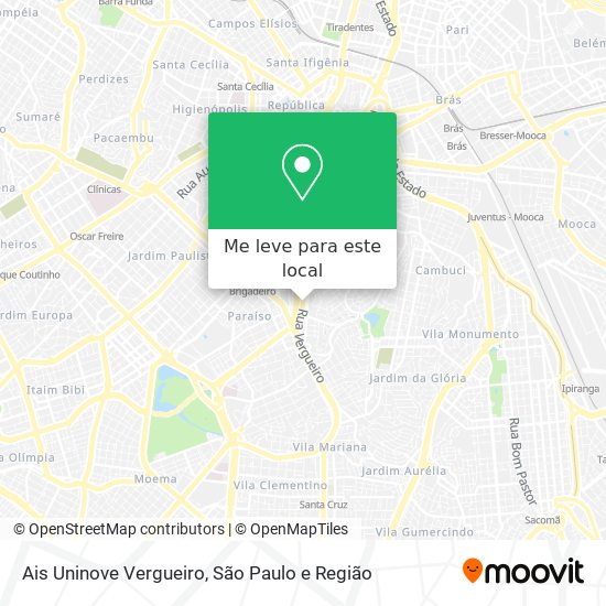 Ais Uninove Vergueiro mapa