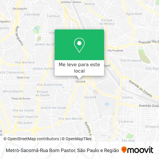 Metrô-Sacomã-Rua Bom Pastor mapa