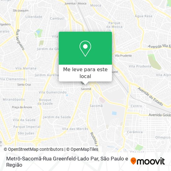 Metrô-Sacomã-Rua Greenfeld-Lado Par mapa