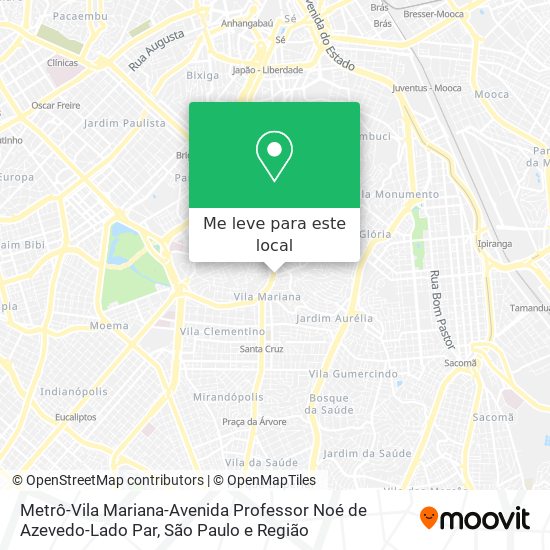 Metrô-Vila Mariana-Avenida Professor Noé de Azevedo-Lado Par mapa
