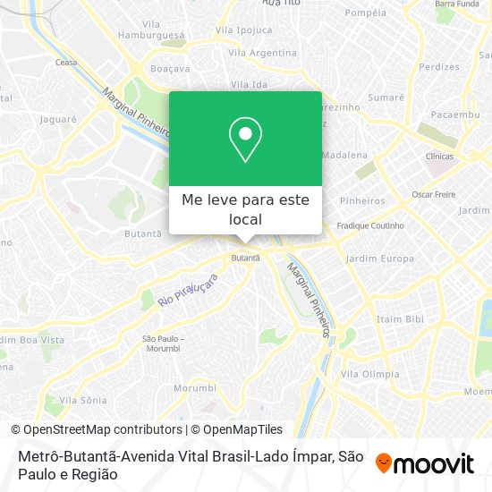 Metrô-Butantã-Avenida Vital Brasil-Lado Ímpar mapa