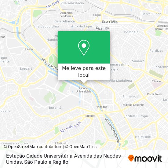 Estação Cidade Universitária-Avenida das Nações Unidas mapa