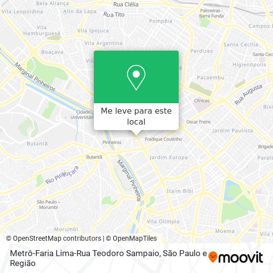 Metrô-Faria Lima-Rua Teodoro Sampaio mapa