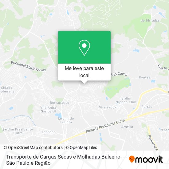 Transporte de Cargas Secas e Molhadas Baleeiro mapa