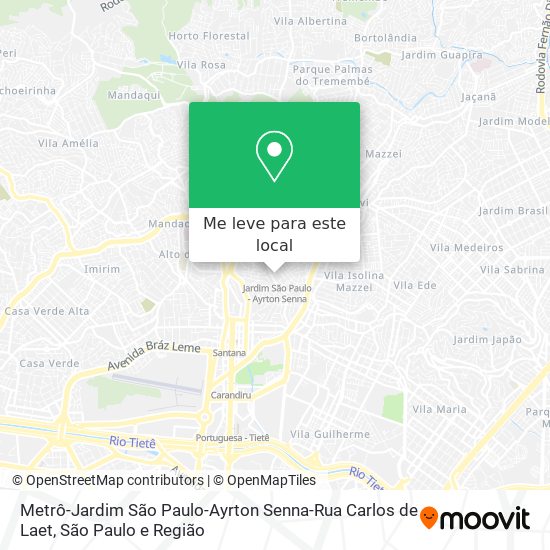 Metrô-Jardim São Paulo-Ayrton Senna-Rua Carlos de Laet mapa