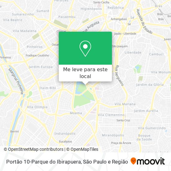 Portão 10-Parque do Ibirapuera mapa