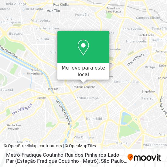 Metrô-Fradique Coutinho-Rua dos Pinheiros-Lado Par (Estação Fradique Coutinho - Metrô) mapa