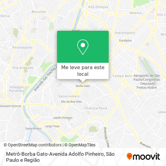 Metrô-Borba Gato-Avenida Adolfo Pinheiro mapa