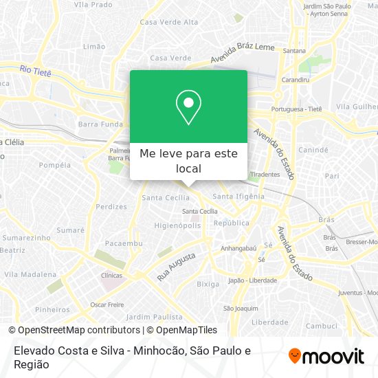 Elevado Costa e Silva - Minhocão mapa