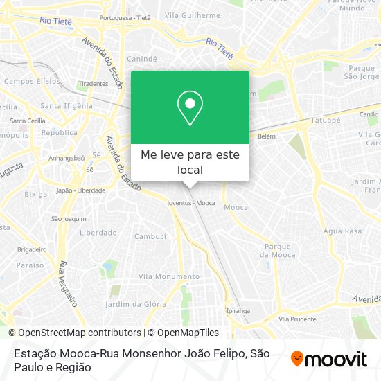 Estação Mooca-Rua Monsenhor João Felipo mapa
