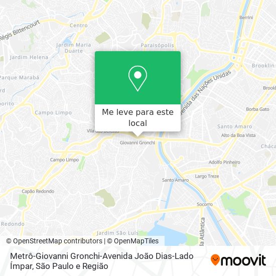 Metrô-Giovanni Gronchi-Avenida João Dias-Lado Ímpar mapa