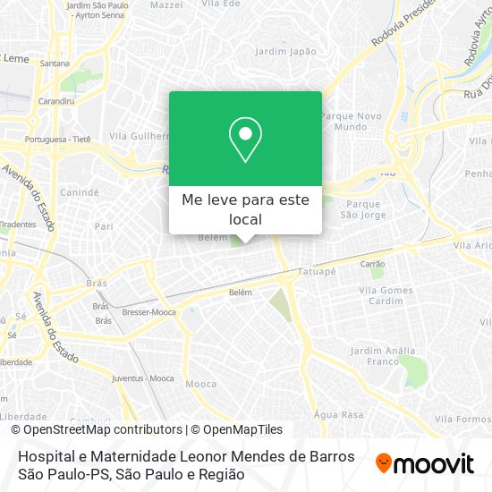 Hospital e Maternidade Leonor Mendes de Barros São Paulo-PS mapa