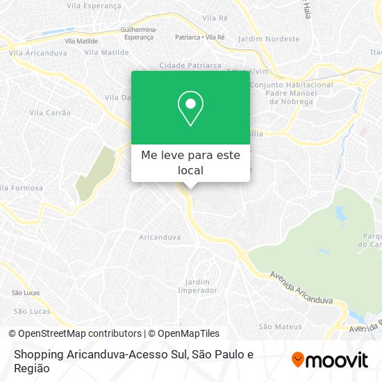 Shopping Aricanduva-Acesso Sul mapa