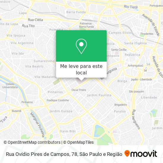 Rua Ovídio Pires de Campos, 78 mapa