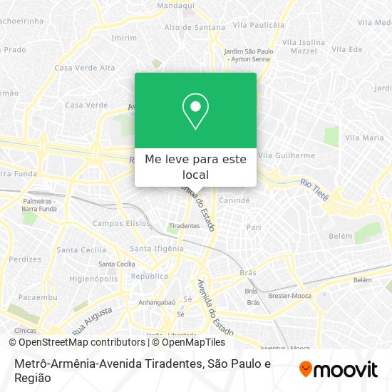 Metrô-Armênia-Avenida Tiradentes mapa