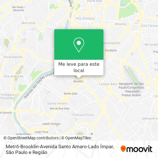 Metrô-Brooklin-Avenida Santo Amaro-Lado Ímpar mapa