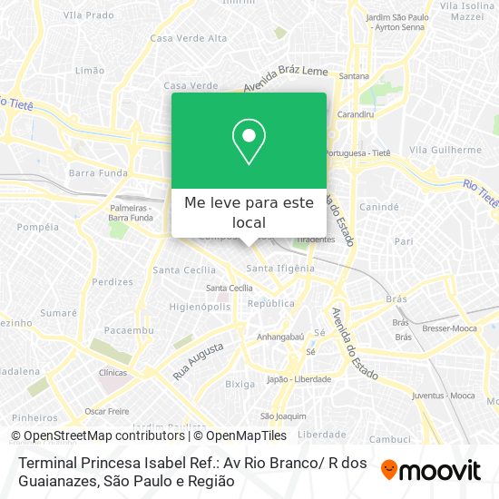 Terminal Princesa Isabel Ref.: Av Rio Branco/ R dos Guaianazes mapa