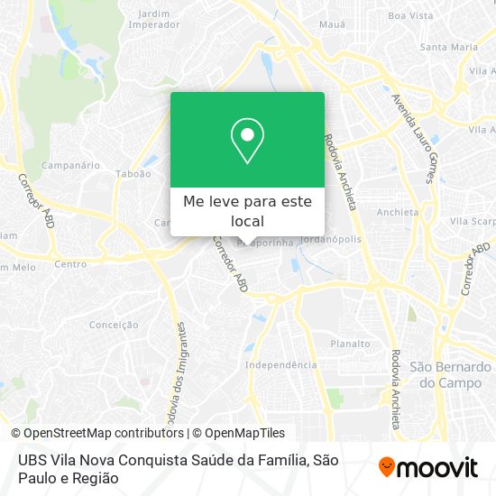 UBS Vila Nova Conquista Saúde da Família mapa
