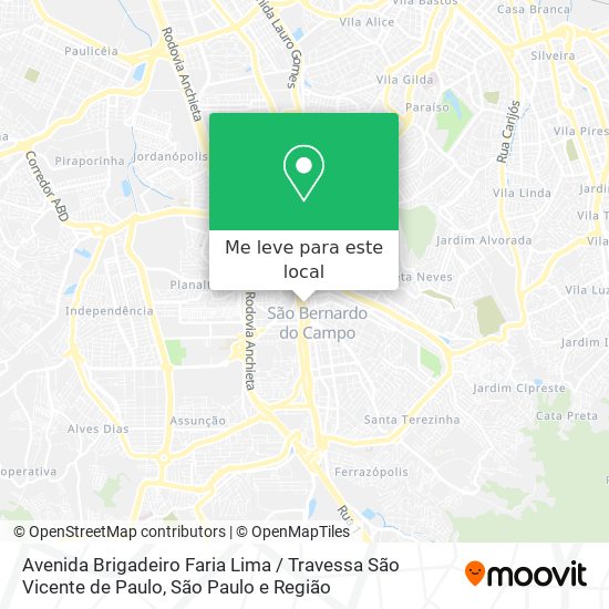 Avenida Brigadeiro Faria Lima / Travessa São Vicente de Paulo mapa