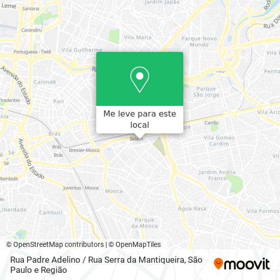 Rua Padre Adelino / Rua Serra da Mantiqueira mapa