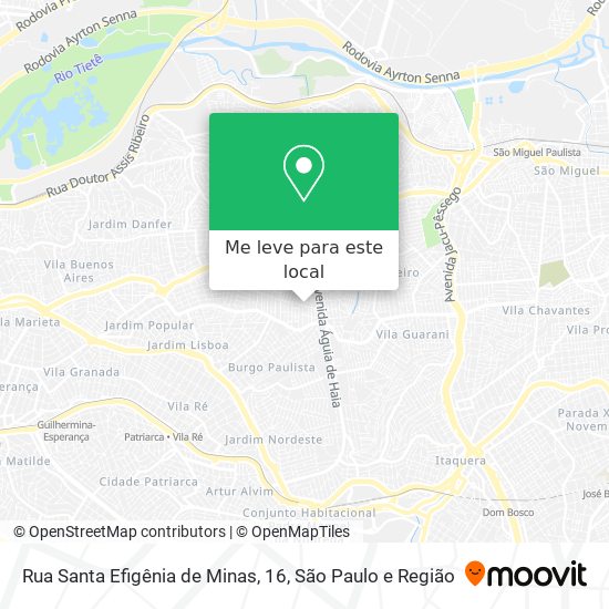 Rua Santa Efigênia de Minas, 16 mapa