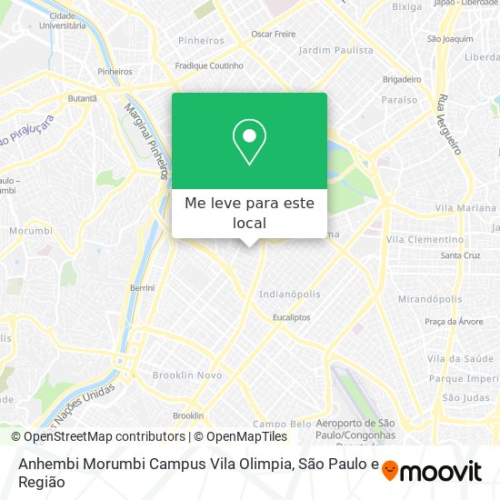 Anhembi Morumbi Campus Vila Olimpia mapa