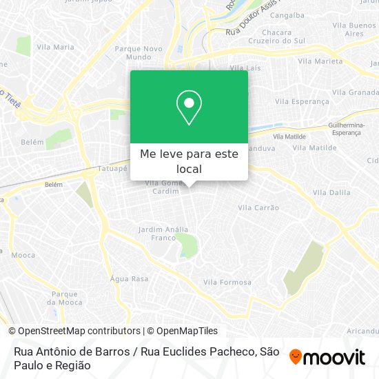 Rua Antônio de Barros / Rua Euclides Pacheco mapa