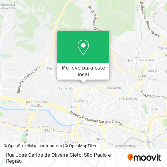 Rua José Carlos de Oliveira Cleto mapa