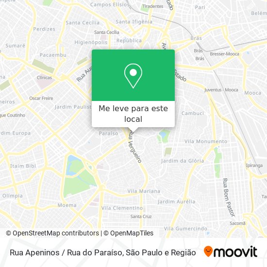 Rua Apeninos / Rua do Paraíso mapa