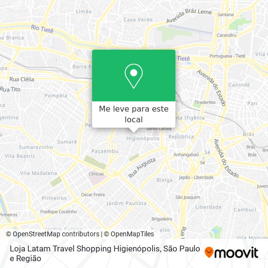 Loja Latam Travel Shopping Higienópolis mapa