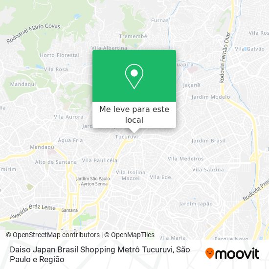 Daiso Japan Brasil Shopping Metrô Tucuruvi mapa